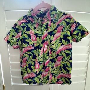 Janie and Jack parrot button-up short sleeve 3T